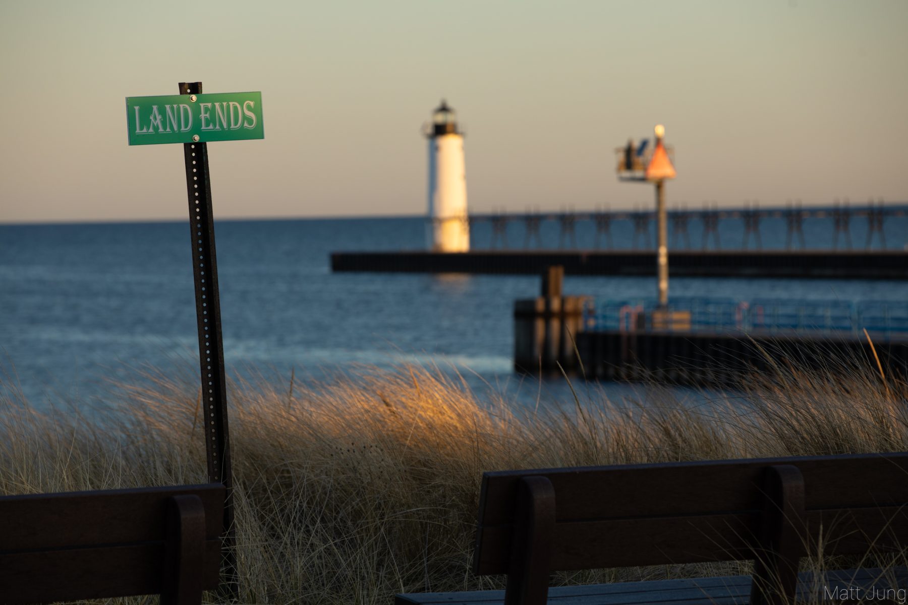 "Land Ends" sign in Manistee Michigan