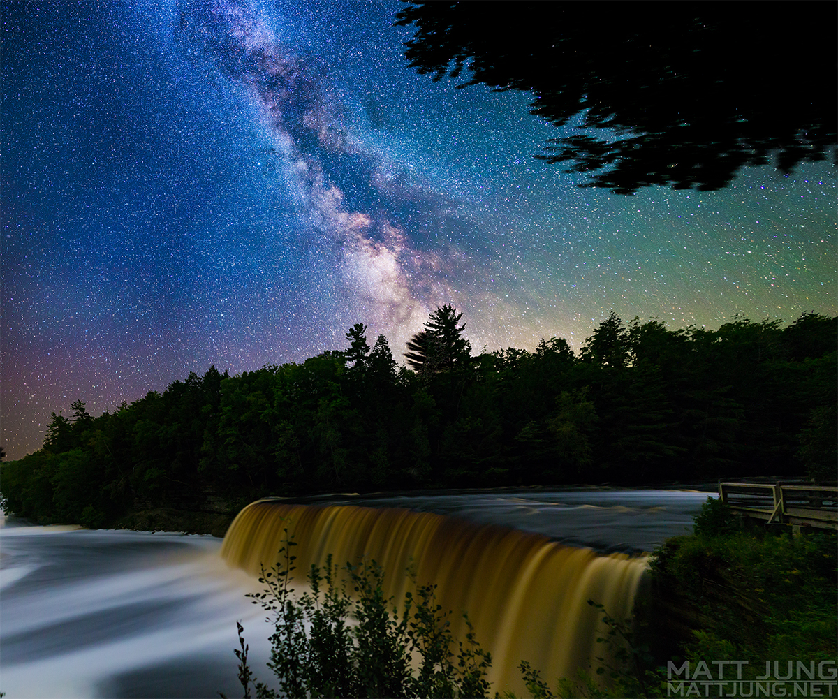 The Milky Way over Tahquemenon Falls at night